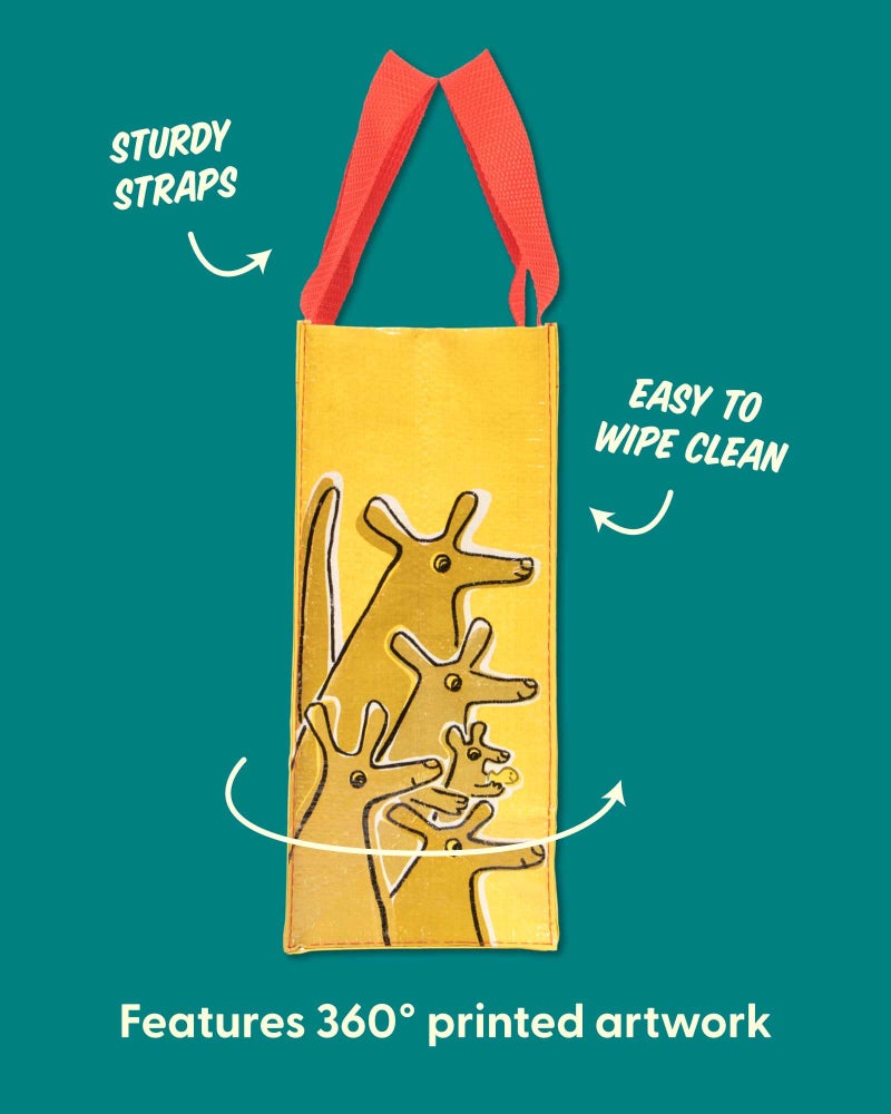 Blue Q Handy Tote, Packin' Snacks, reusable lunch sack or gift bag, made from 95% recycled material, easy to wipe clean, 10"h x 8.5"w x 4.5"d - Image 4